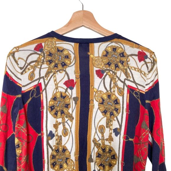 Talbots Status Print Charming Button Cardigan Sweater Size LP - Picture 8 of 11